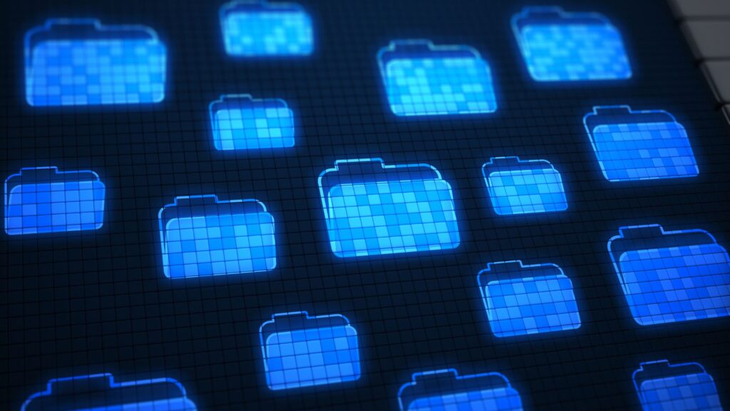 Legajo digital con secciones organizadas como contratos y evaluaciones.
